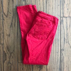 Red American eagle skinny jeans
